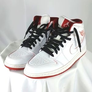 Jordan 1 Retro Mid White and Gym Red